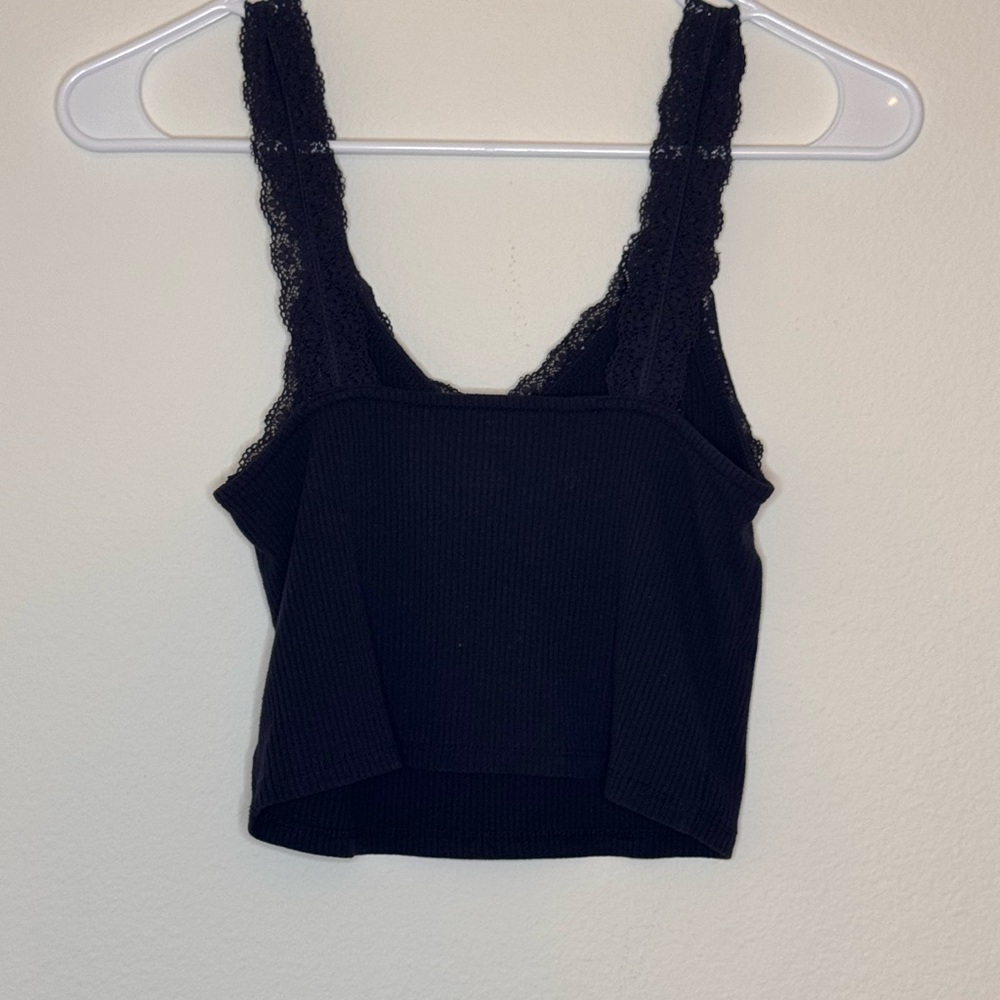 AE Navy Lace Trim Ribbed Tank Top - Picture 5 of 5
